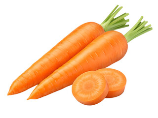 carrots isolated on transparent white background full depth of field clipping path 