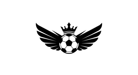 A soccer ball with wings and a crown, symbolizing victory and excellence in the sport.