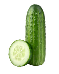 cucumbers isolated on transparent white background full depth of field clipping path 