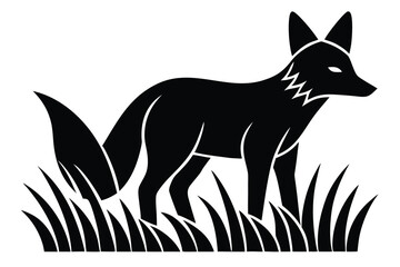 Obraz premium fox in grass vector icon