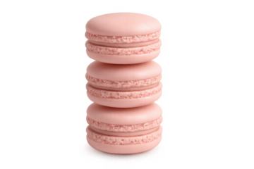 Stack of pink macarons on transparent background