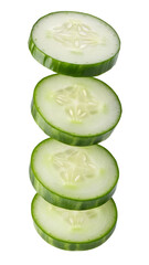 cucumbers isolated on transparent white background full depth of field clipping path 