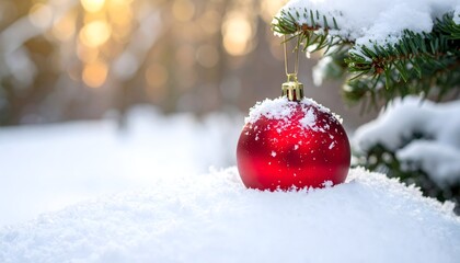 Christmas Ball with Snow Effect. Christmas and New Year Background
