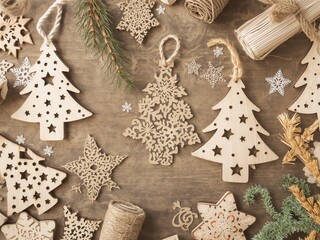 Rustic wooden Christmas ornaments for elegant holiday decor and festive projects, offering a cozy and artisanal touch to seasonal designs
