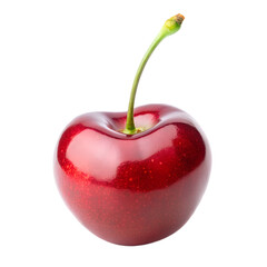 red cherries isolated on transparent white background full depth of field clipping path 