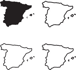 Isolated Spain map icon, editable Spanish country silhouette vector, geographic outline design, travel map illustration for education, tourism, and infographic world geography