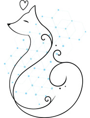 Elegant Fox Illustration with Geometric Network Background a Modern Design Element for Various Creative Projects and Applications showcasing a Stylized Animal Concept