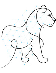 Elegant Lioness Illustration in a Minimalist Style with Network Background for Modern Design and Creative Projects showcasing a bold and innovative approach