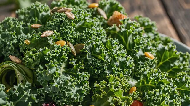 Fresh salads in abundance on rustic table, symbolizing prosperity and wellness, perfect for promoting healthy indulgence and self care concepts in cooking shows, advertisements.