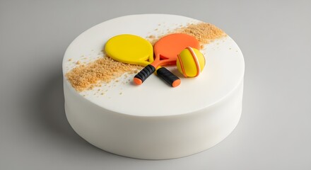 Delicious cake decorated with beach tennis.