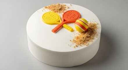 Delicious cake decorated with beach tennis.