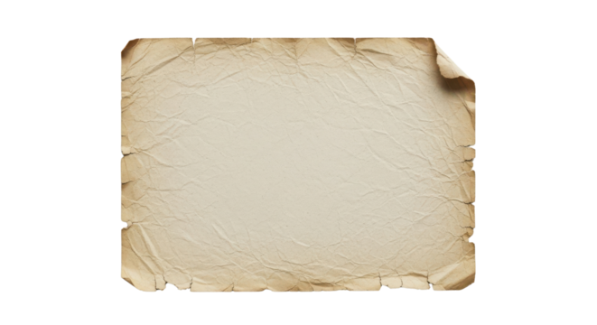 Old brown paper with torn edges isolated PNG with Transparent Background