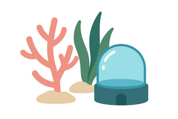 Obraz premium Traditional mortar and pestle grinding fresh green herbs next to a glass bottle of natural essential oil