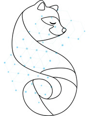 Stylized Fox Illustration with Geometric Network Design Black Outline on White Background Depicting Connectivity and Modern Artistic Interpretation Animal Representation