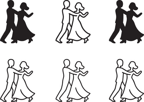 Isolated dancing couple silhouette icon, festive dance vector illustration, party celebration artwork, holiday event invitation element, event poster and seasonal celebration design