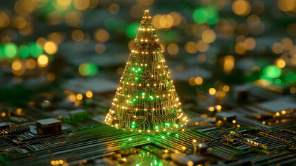 Nowoczesna kartka na Boże Narodzenie. Kartka świąteczna w stylu high tech. Elektronika, informatyka, elektryka