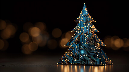 Nowoczesna kartka na Boże Narodzenie. Kartka świąteczna w stylu high tech. Elektronika, informatyka, elektryka