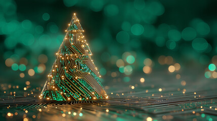 Obraz premium Nowoczesna kartka na Boże Narodzenie. Kartka świąteczna w stylu high tech. Elektronika, informatyka, elektryka