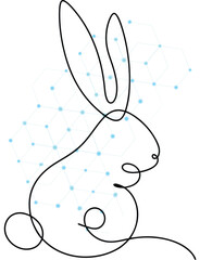 Minimalist Rabbit Line Art with Geometric Network Background for Modern Designs and Creative Projects featuring clean lines and a subtle network pattern evoking technology and nature