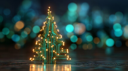 Nowoczesna kartka na Boże Narodzenie. Kartka świąteczna w stylu high tech. Elektronika, informatyka, elektryka