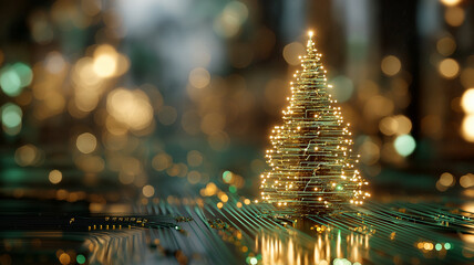 Nowoczesna kartka na Boże Narodzenie. Kartka świąteczna w stylu high tech. Elektronika, informatyka, elektryka