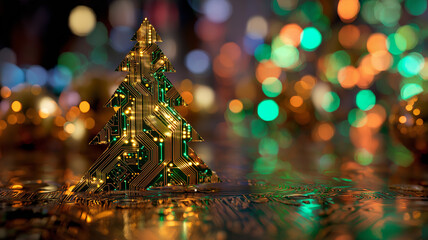 Nowoczesna kartka na Boże Narodzenie. Kartka świąteczna w stylu high tech. Elektronika, informatyka, elektryka