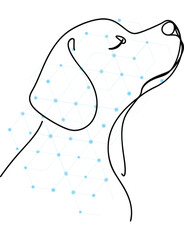 Dog outline with connecting dots modern abstract artwork a symbol of animal wellbeing pet care with artistic linear design and technology integration ideal for prints posters or digital designs