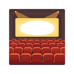 Cinema Hall Interior with Red Seats and Screen color vector
