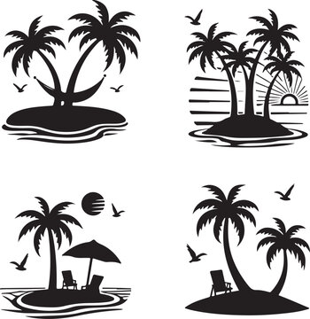 Isolated black plam tree icon Vector, black plam tree Silhouette,black plam tree icon

