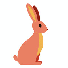 Fototapeta premium Cute flat vector illustration of a playful rabbit in soft colors, perfect for children's designs or spring-themed projects