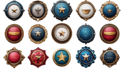 set of sheriff badges isolated on transparent background