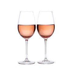 Fototapeta premium Elegant Glasses of Rose Wine on a Clean Surface, Perfect for Any Gathering or Celebration