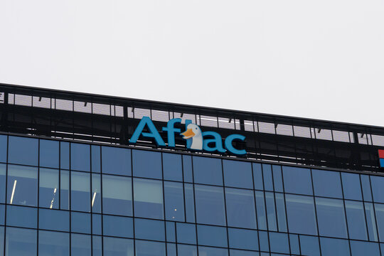 Belfast, Northern Ireland, United Kingdom - October 14, 2025: Aflac office in City Quays 3 in Belfast, Northern Ireland, United Kingdom. 