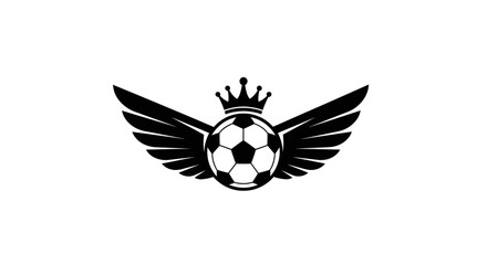 A soccer ball with wings and a crown, symbolizing victory and excellence in the sport.