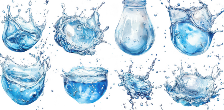 set of water bubbles isolated on transparent or white background,