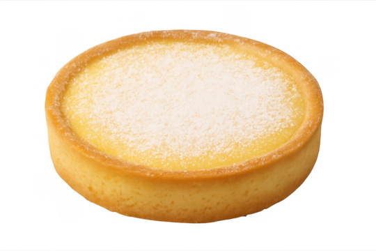 Lemon custard tart sprinkled with powdered sugar