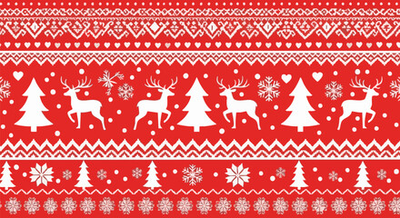 Festive christmas pattern with reindeer and snowflakes