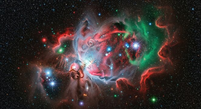 Colorful Cosmic Cloud - A Vibrant Nebula in Deep Space.