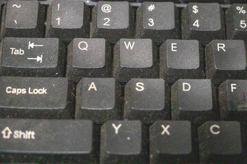 Keyboard keys, focus on WASD keys. Used keyboard, dusty