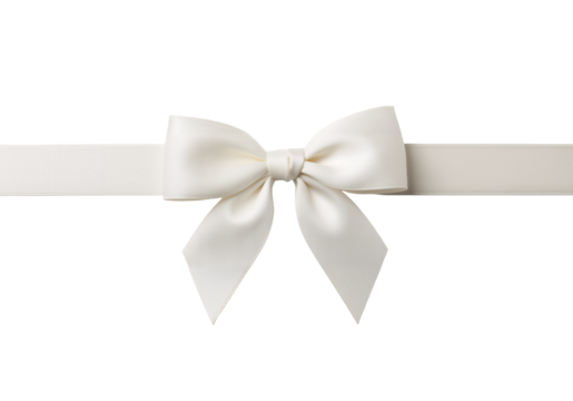Cream Satin Bow on White – Delicate, Elegant Symbol of Sophistication and Purity

