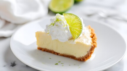 Key Lime Pie Delight Creamy Dessert Close Up Vibrant Flavors Refreshing Culinary Presentation Food Photography