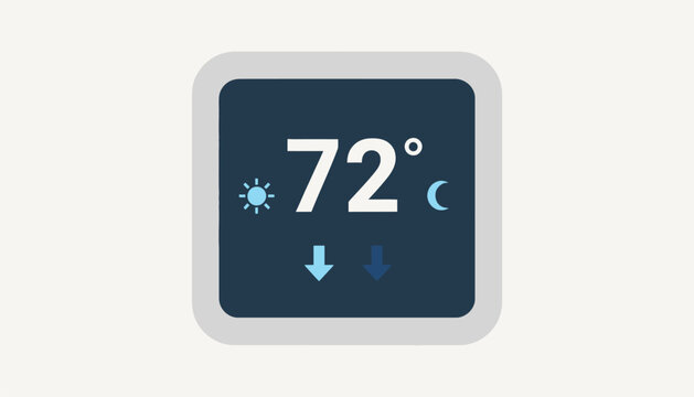 A smart thermostat mounted on a wall featuring a touch interface that adjusts home temperatures based on user preferences.