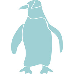 Pale Blue Penguin Silhouette Standing Against Transparent Background Simple Flat Design With Clean Lines