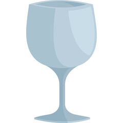 Pale blue translucent wine glass with a delicate stem and square base on a transparent background a simple and elegant design