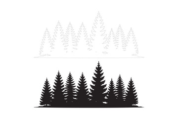 Obraz premium Silhouette of evergreen trees under a starry night sky