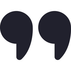 Pair of large dark quotation marks symbols on a transparent white background symbolizing speech text communication and importance