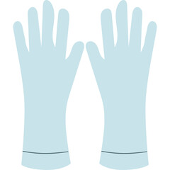 Pair of Light Blue Long Gloves With Thin Black Stripes At The Cuffs Isolated On White Background