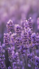 Obraz premium Serene lavender field bathed in sunlight evokes peaceful aromatherapy wellness summer beauty