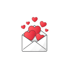 Love Letter With Red Hearts Bursting From an Open Envelope in a Cheerful Design.