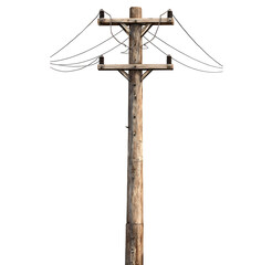 Wooden utility pole with wires and insulators
